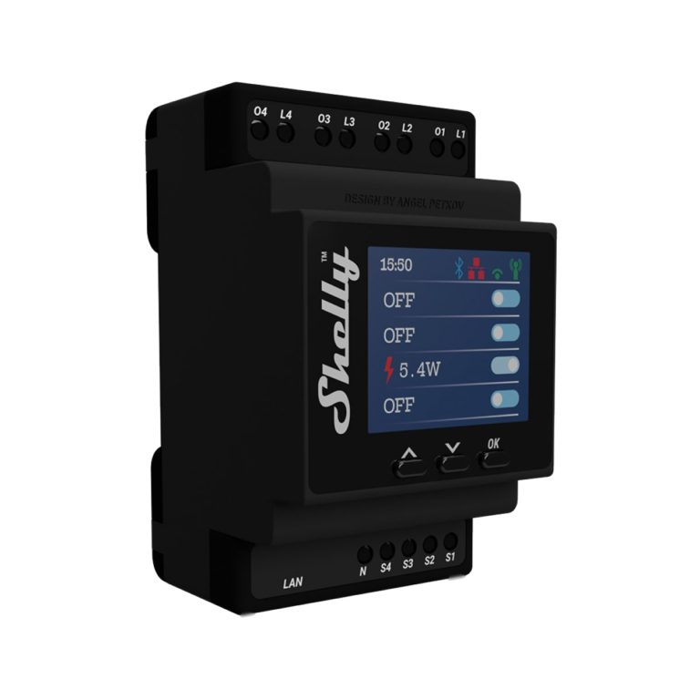 Nelja kanaliga DIN kinnitusega relee Shelly Pro 4PM